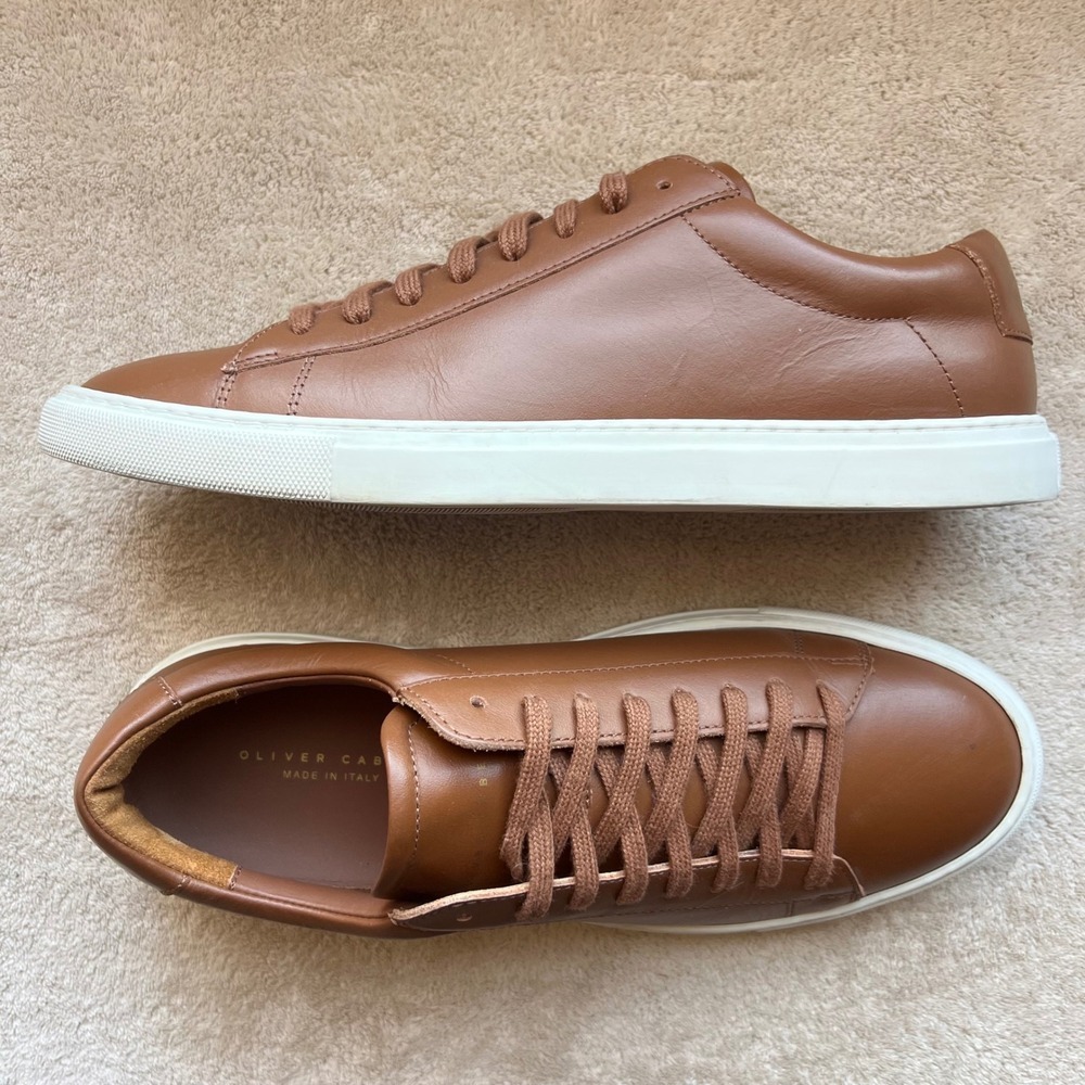 Oliver Cabell Brown Leather Low-Top Sneakers with White Sole